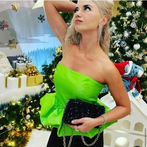 NWT ZARA LIMITED EDITION VOLUMINOUS TOP NEON GREEN XS BLOGGER’S FAVORITE - Picture 1 of 12